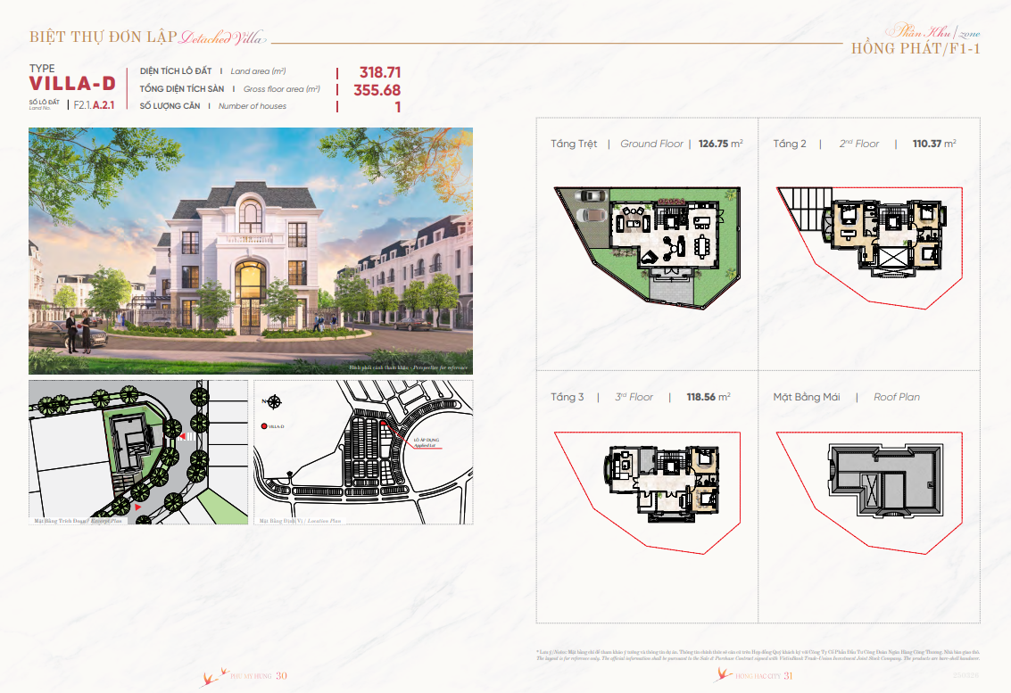 thiết kế biệt thự đơn lập hồng hạc city