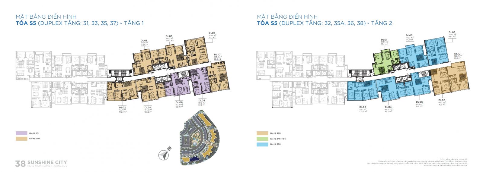 MẶT BẰNG VÀ THIẾT KẾ CĂN HỘ DUPLEX TÒA S5 SUNSHINE CITY