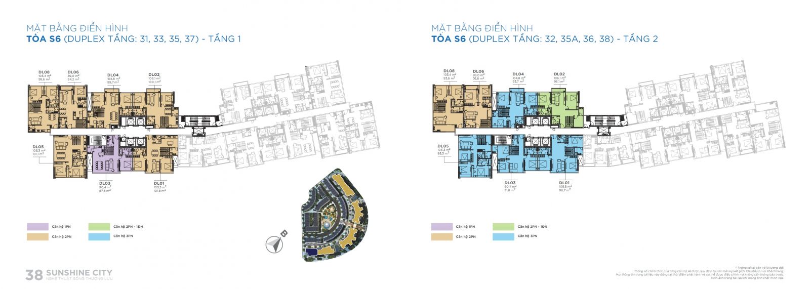 MẶT BẰNG VÀ THIẾT KẾ CĂN HỘ DUPLEX TÒA S6 SUNSHINE CITY