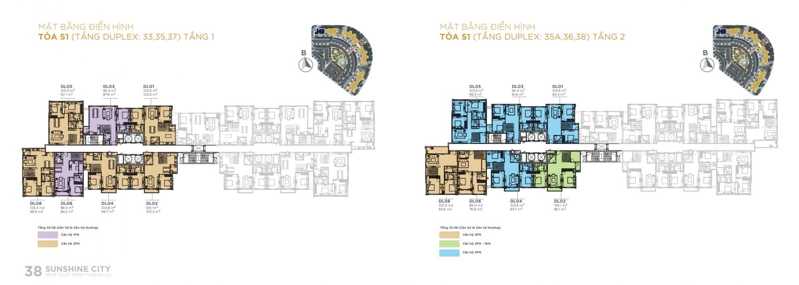 MẶT BẰNG VÀ THIẾT KẾ CĂN HỘ DUPLEX TÒA S1 SUNSHINECITY