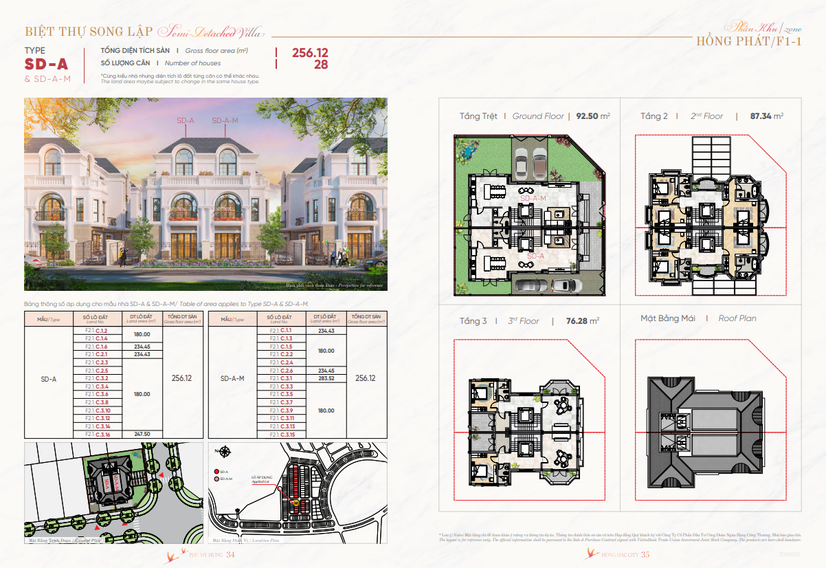 thiết kế biệt thự song lập hồng hạc city