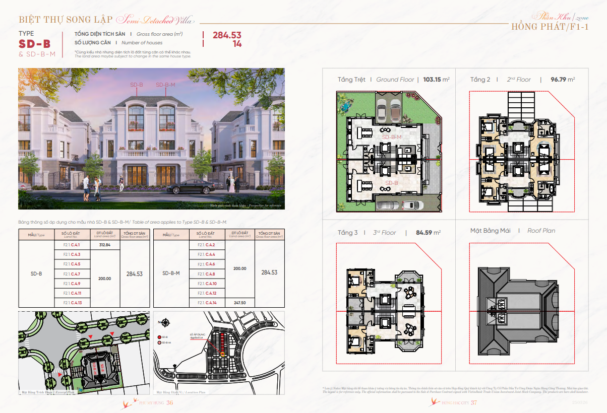 thiết kế biệt thự song lập hồng hạc city